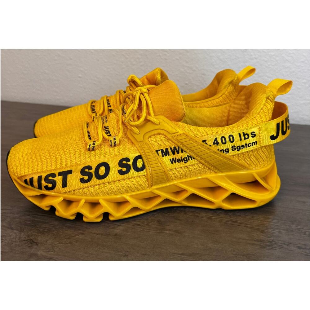 New JUST SO SO Men's Ginger Yellow Athletic Sneakers Shoes Size 43 US 9.5/10 - Picture 5 of 11